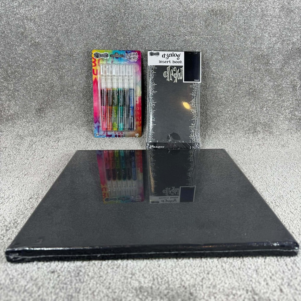 Ranger Dylusions Art Set Black 12x12 Canvas Paint Pens Dyalog Insert Book